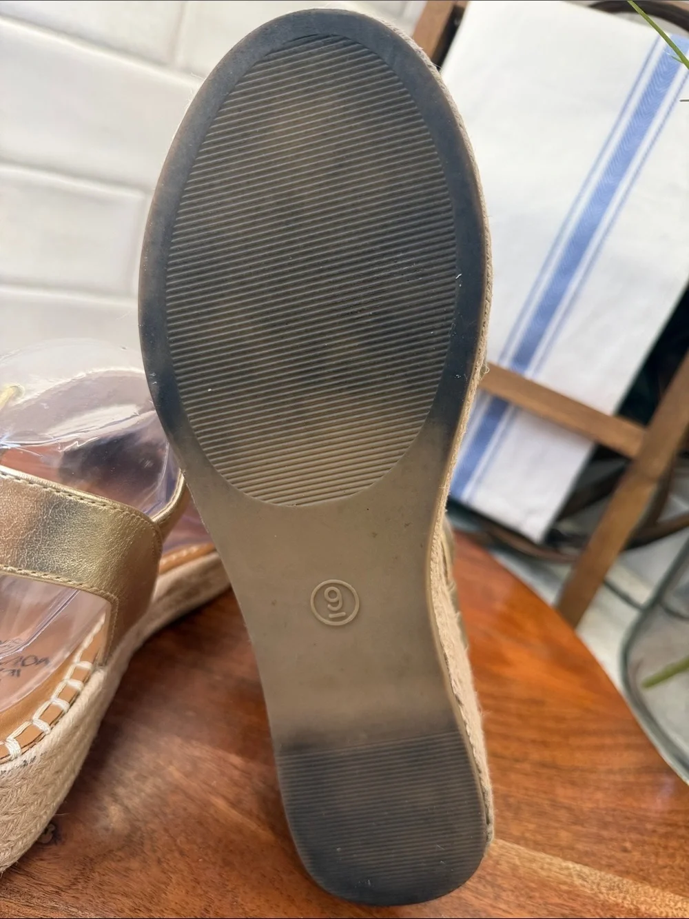 White Mountain Gold Perforated Espadrille Wedge Sandals - Women